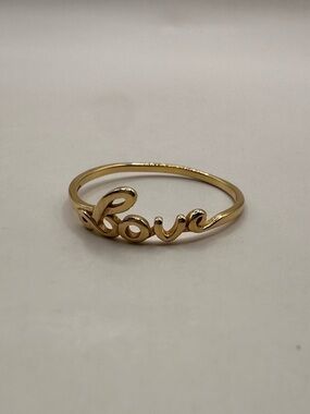 14k Solid Gold 'Love' Script Band Ring - Women's Jewelry Size 7